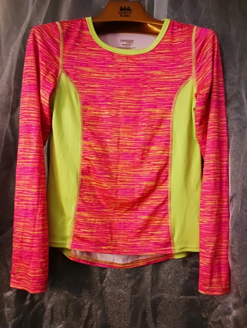 Danskin Neon Pink & Lime Long Sleeve Active Top. Girls L, Or Adult XS